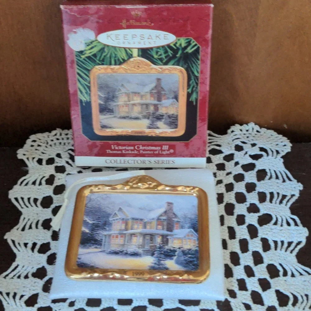 Vintage Hallmark Keepsake Ornament Victorian Christmas III Thomas Kinkad…